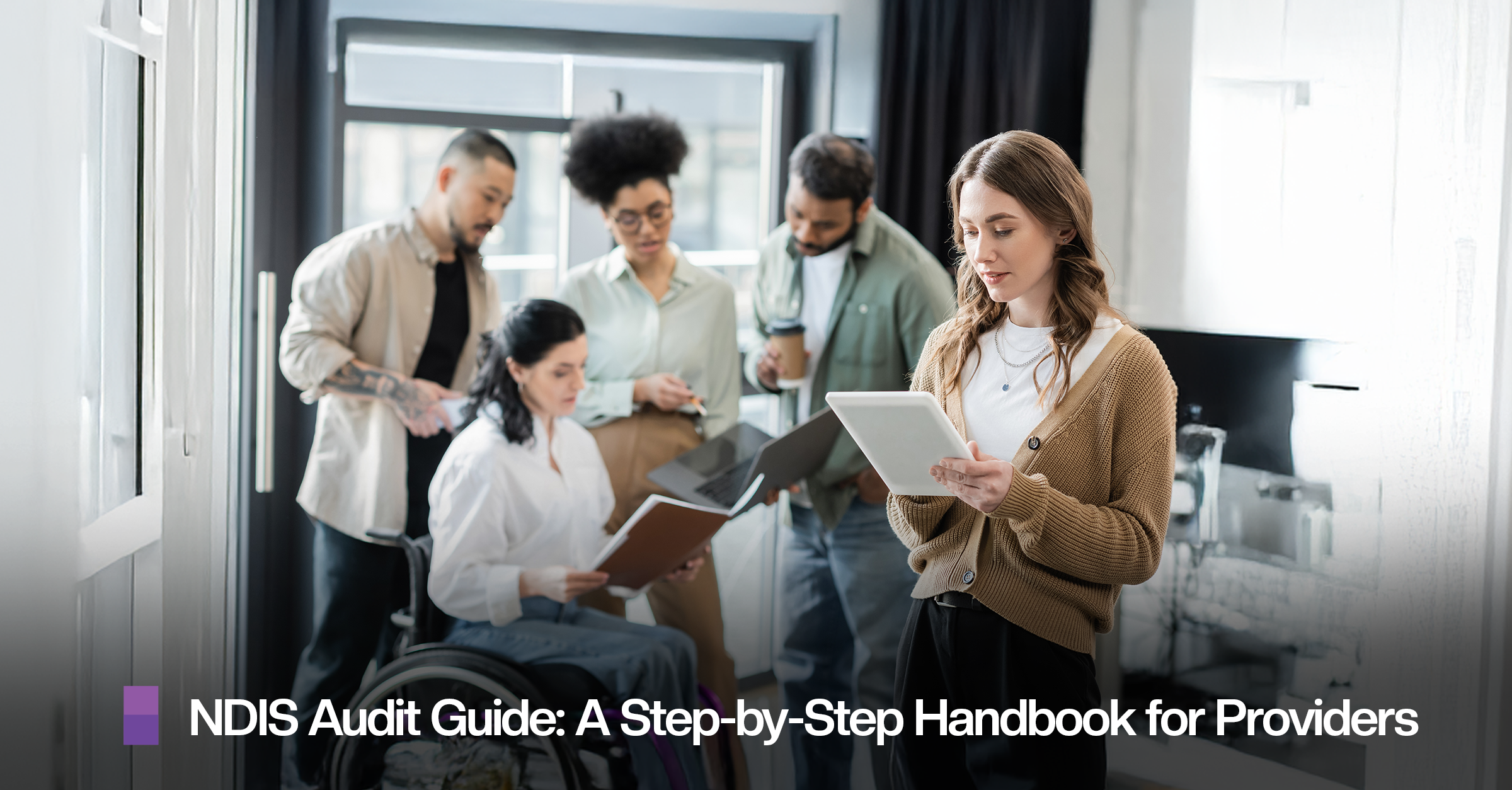 NDIS providers reviewing audit documents and compliance requirements during an NDIS audit preparation meeting